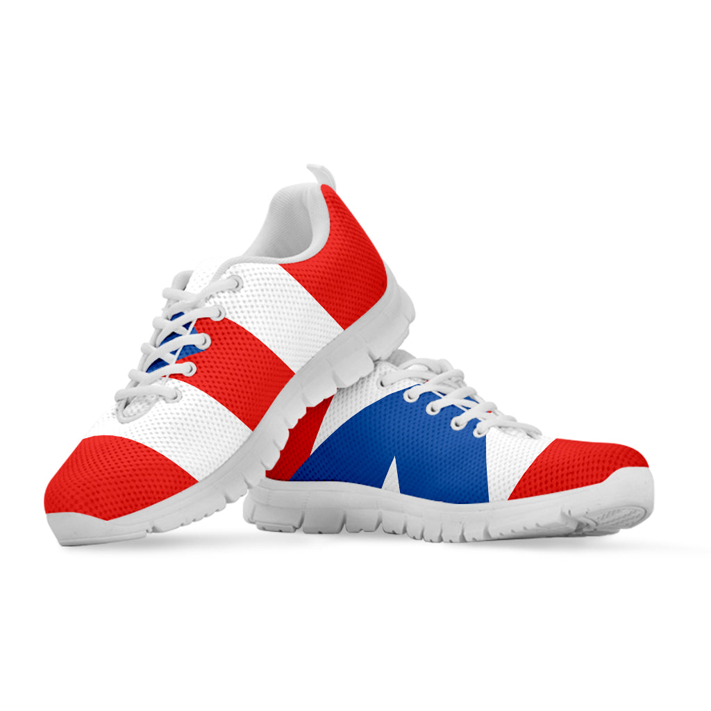 Puerto Rican Flag Print White Sneakers