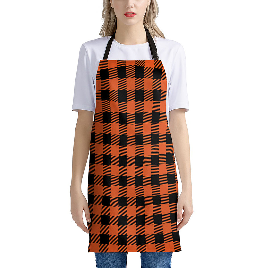 Pumpkin Orange Buffalo Check Print Apron