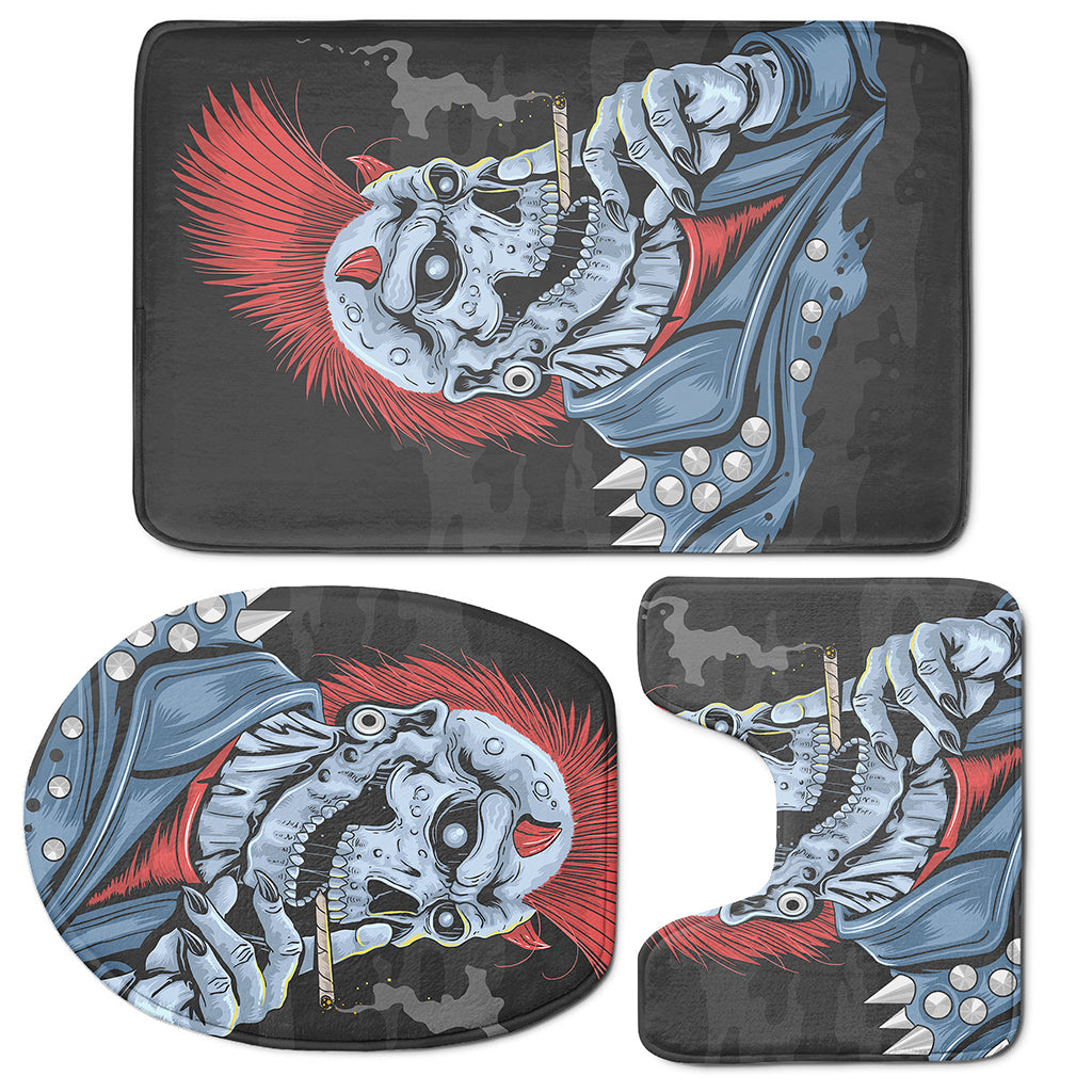 Punk Mohawk Devil Print 3 Piece Bath Mat Set