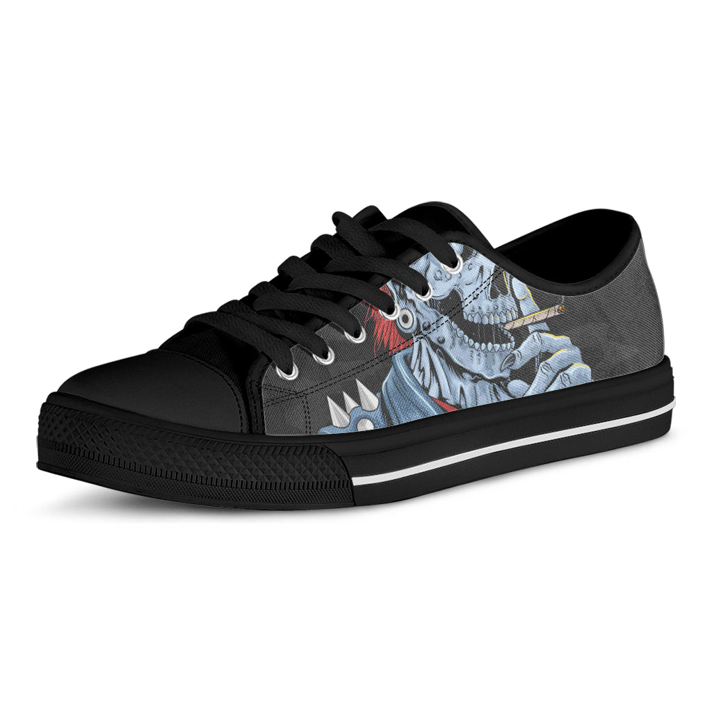 Punk Mohawk Devil Print Black Low Top Shoes