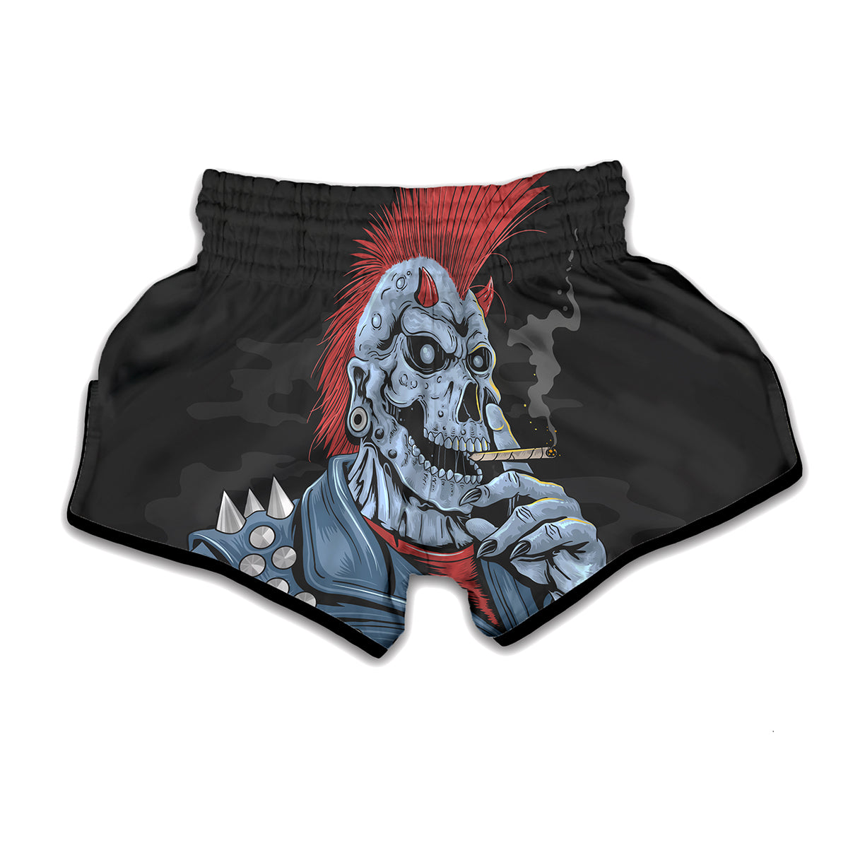 Punk Mohawk Devil Print Muay Thai Boxing Shorts