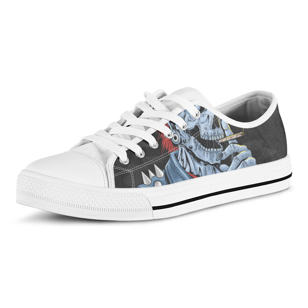 Punk Mohawk Devil Print White Low Top Shoes