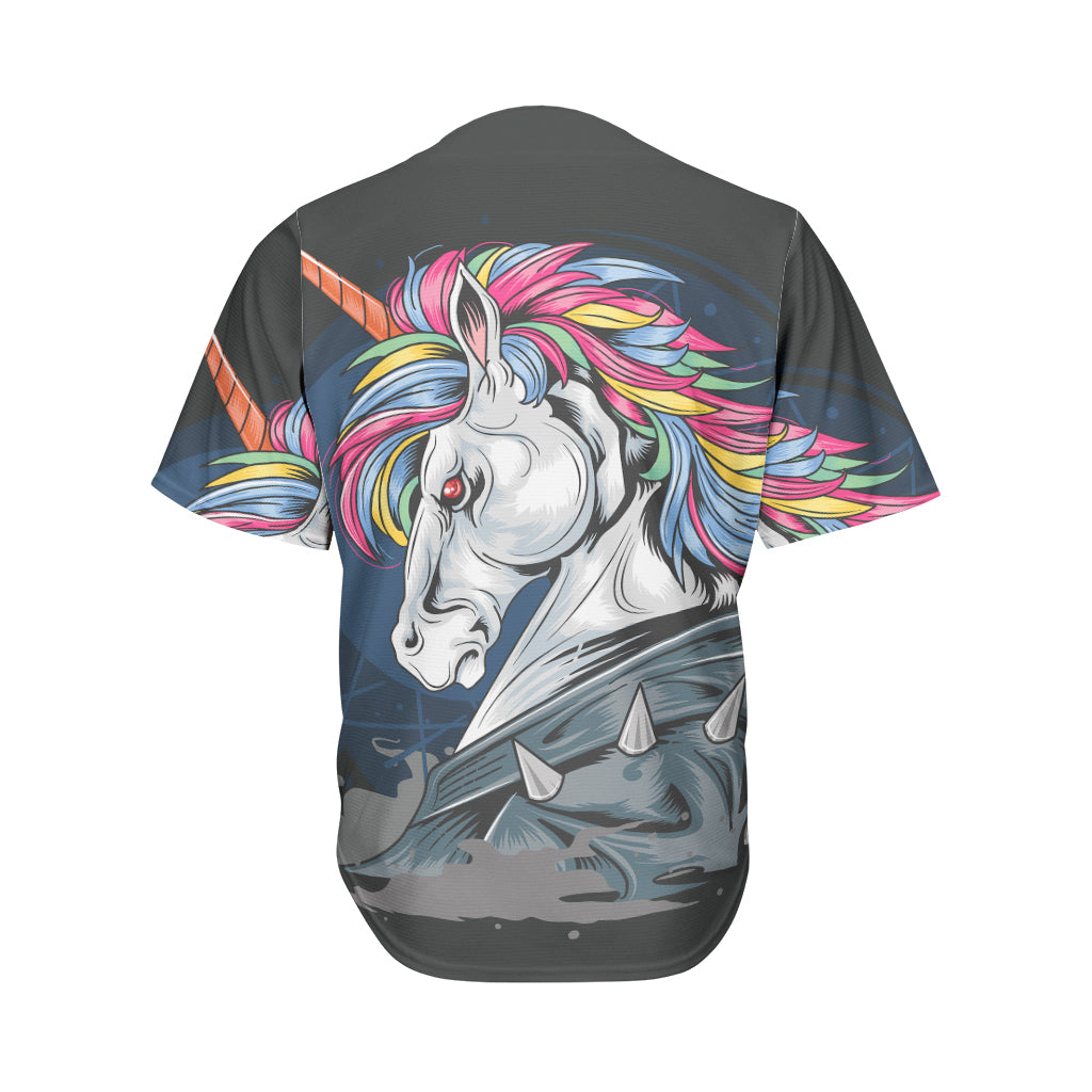 Punk Unicorn Print Men's Baseball Jersey