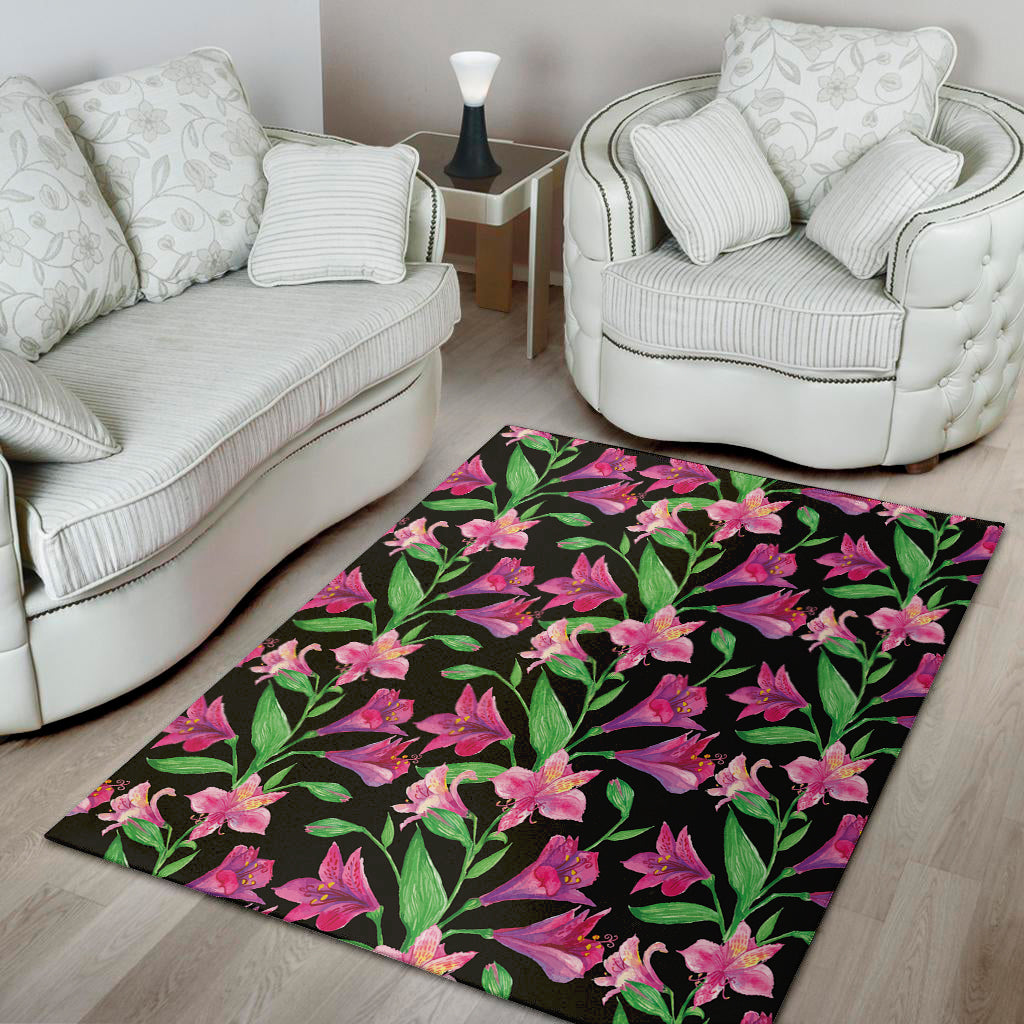 Purple Alstroemeria Pattern Print Area Rug