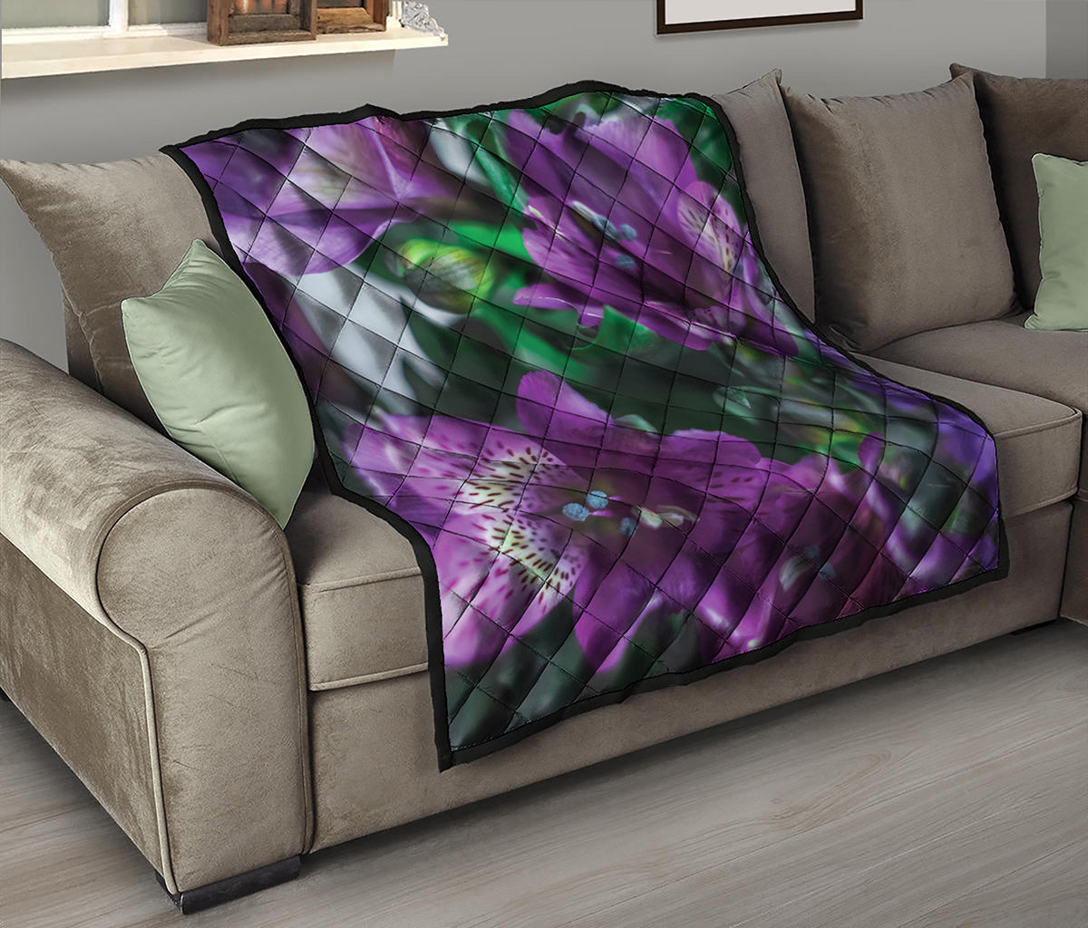 Purple Alstroemeria Print Quilt