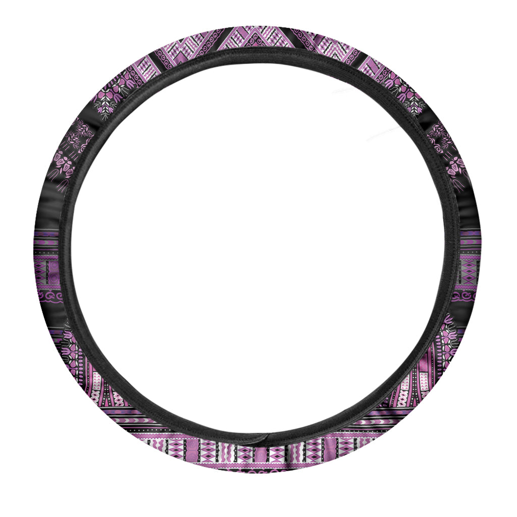 Purple And Black African Dashiki Print Car Steering Wheel Cover