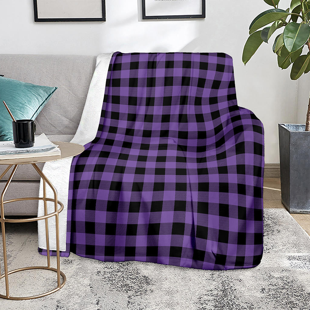 Purple And Black Buffalo Check Print Blanket