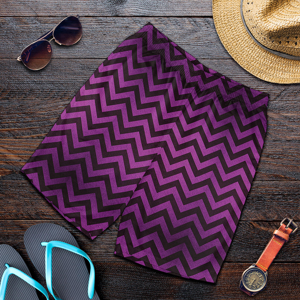 Purple And Black Chevron Pattern Print Men's Shorts