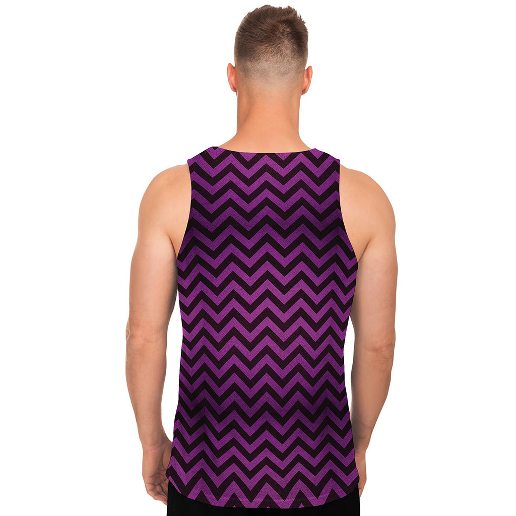 Purple And Black Chevron Pattern Print Men's Tank Top
