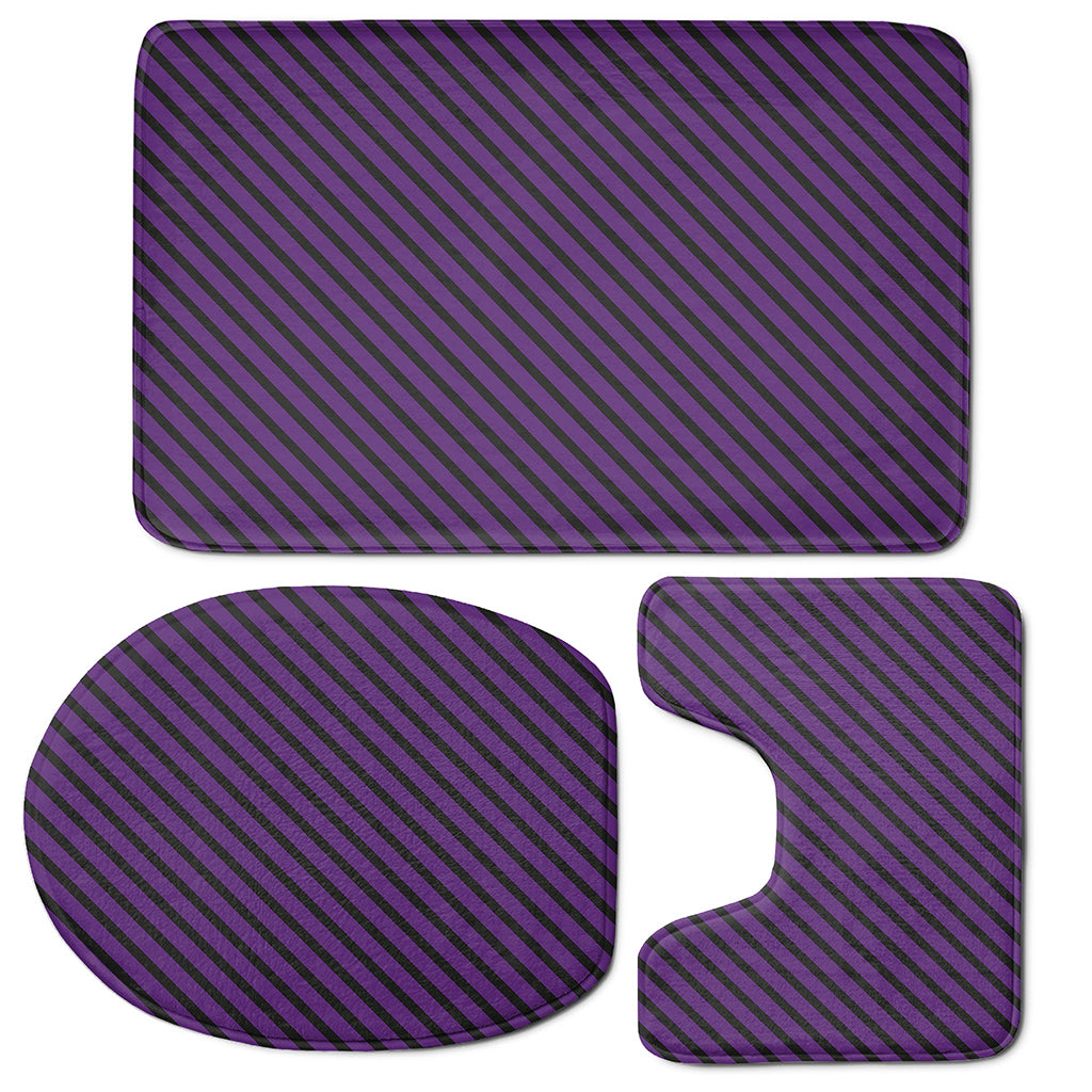 Purple And Black Halloween Pattern Print 3 Piece Bath Mat Set