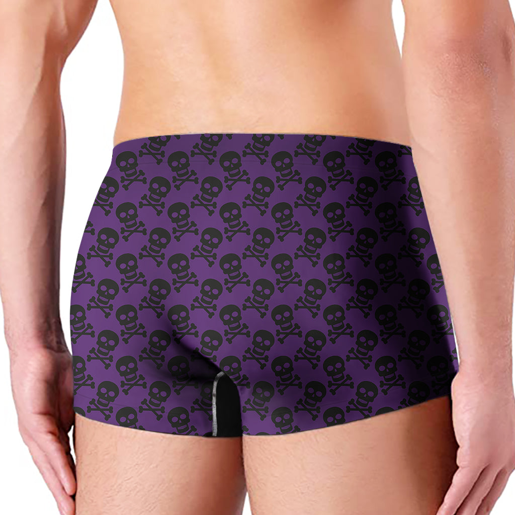 Purple And Black Halloween Skull Print Men's Boxer Briefs