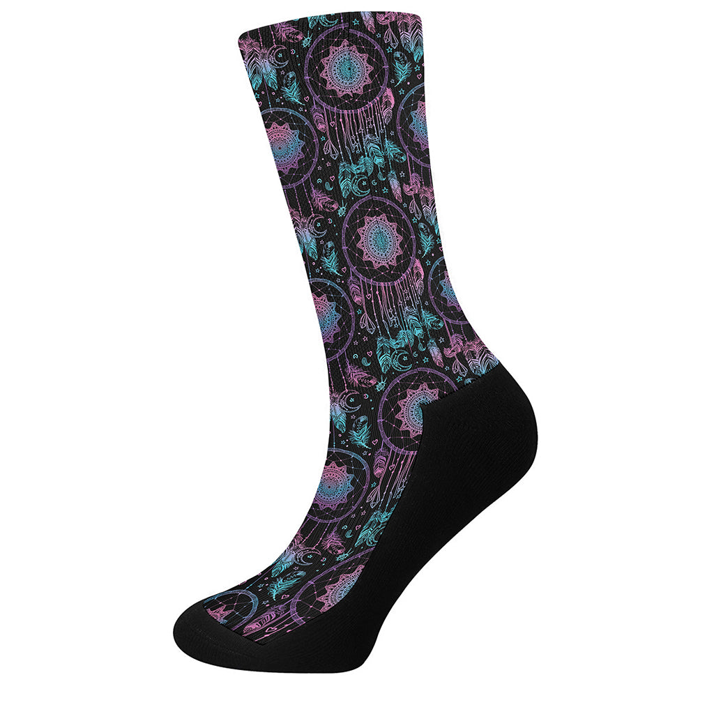 Purple And Blue Dream Catcher Print Crew Socks