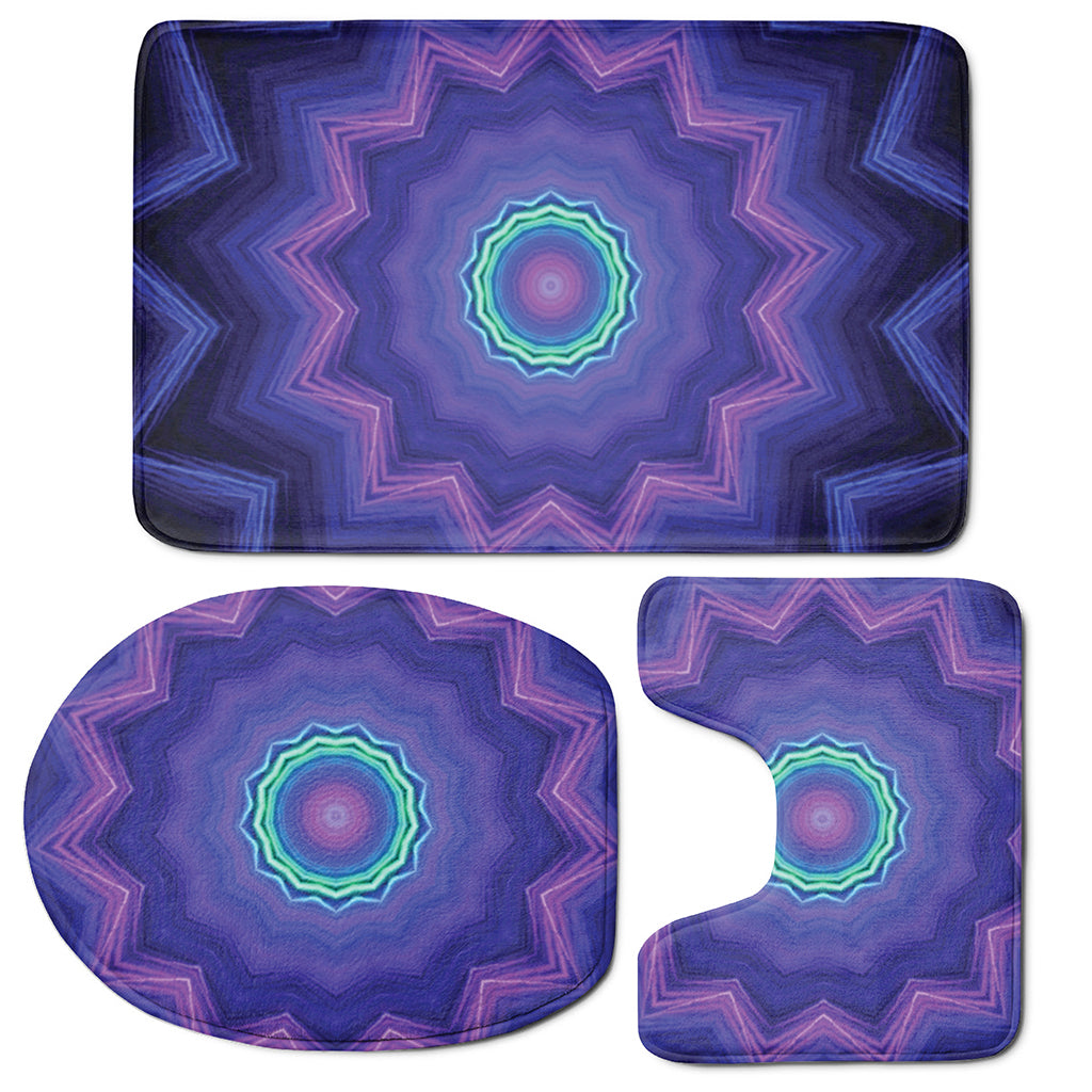 Purple And Blue Kaleidoscope Print 3 Piece Bath Mat Set