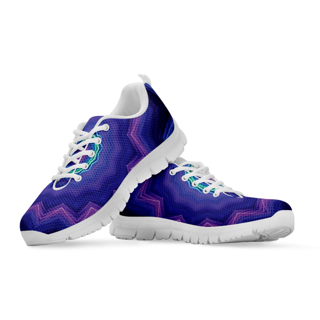 Purple And Blue Kaleidoscope Print White Sneakers