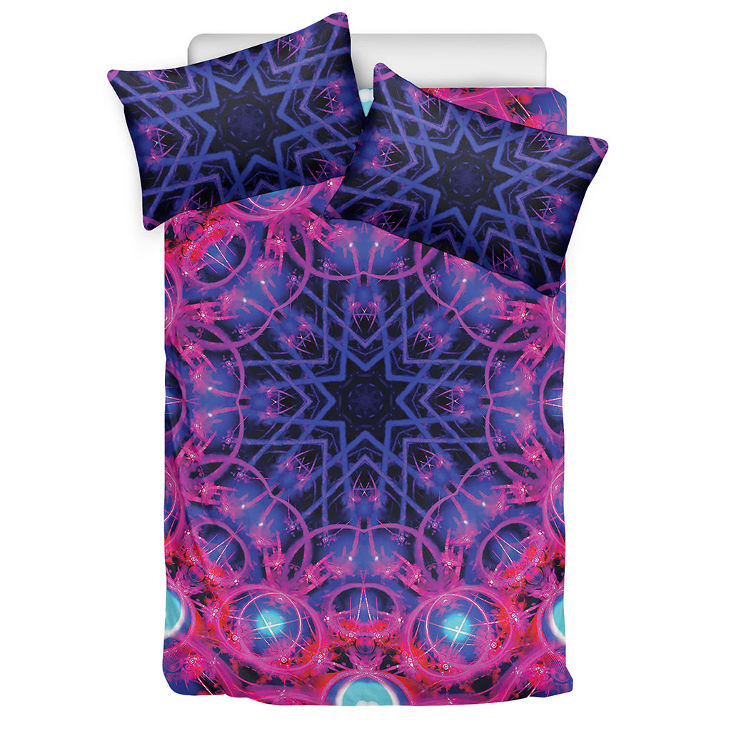 Purple And Blue Light Mandala Print Duvet Cover Bedding Set