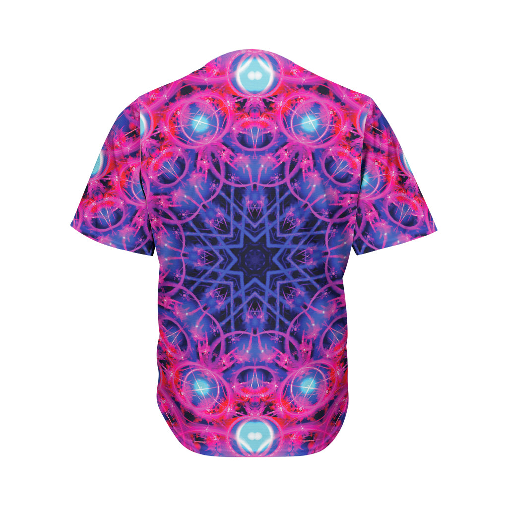 Purple And Blue Light Mandala Print Men's Baseball Jersey