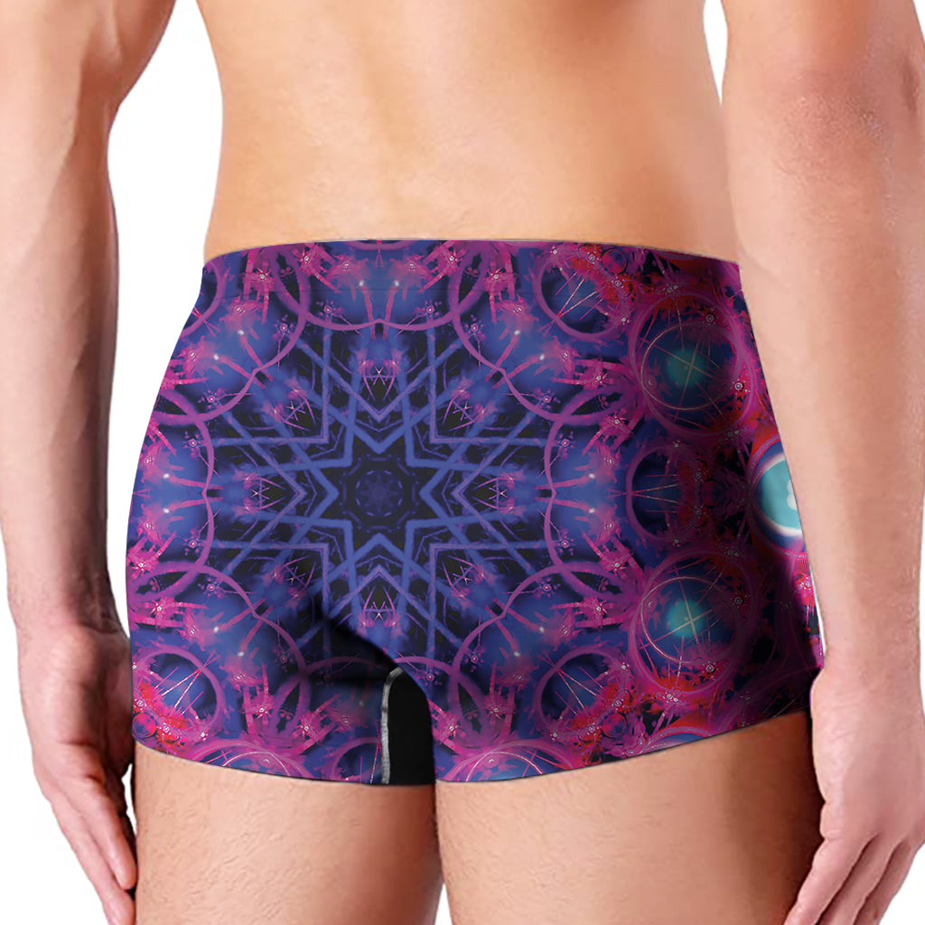 Purple And Blue Light Mandala Print Men's Boxer Briefs