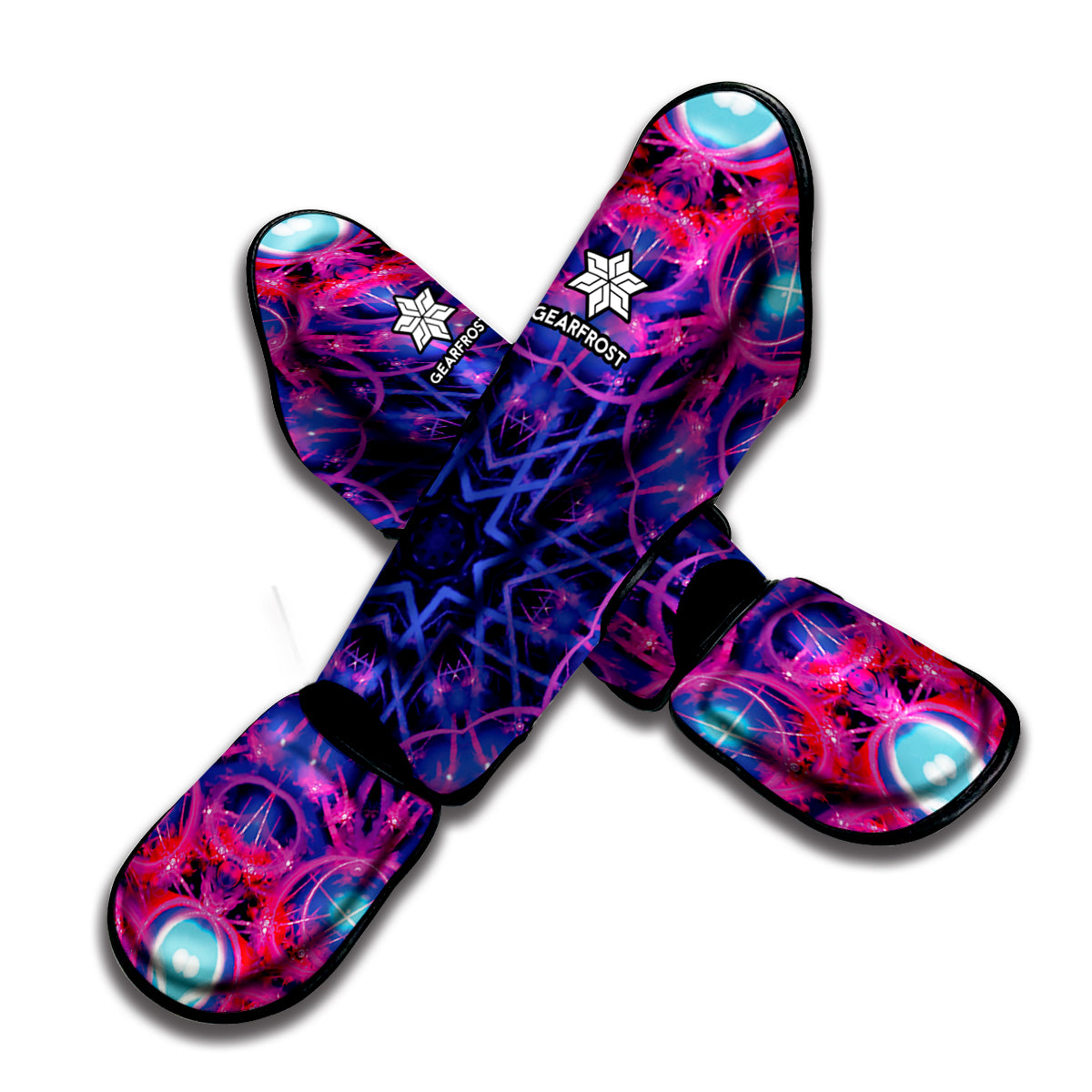 Purple And Blue Light Mandala Print Muay Thai Shin Guard