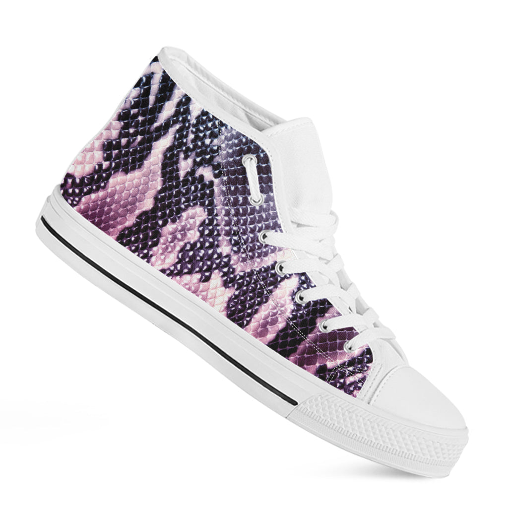 Purple And Blue Snakeskin Print White High Top Shoes