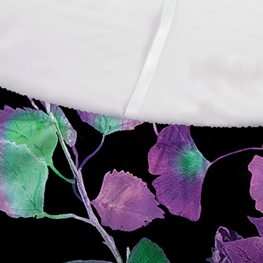 Purple And Green Leaf Pattern Print Sofa Cover