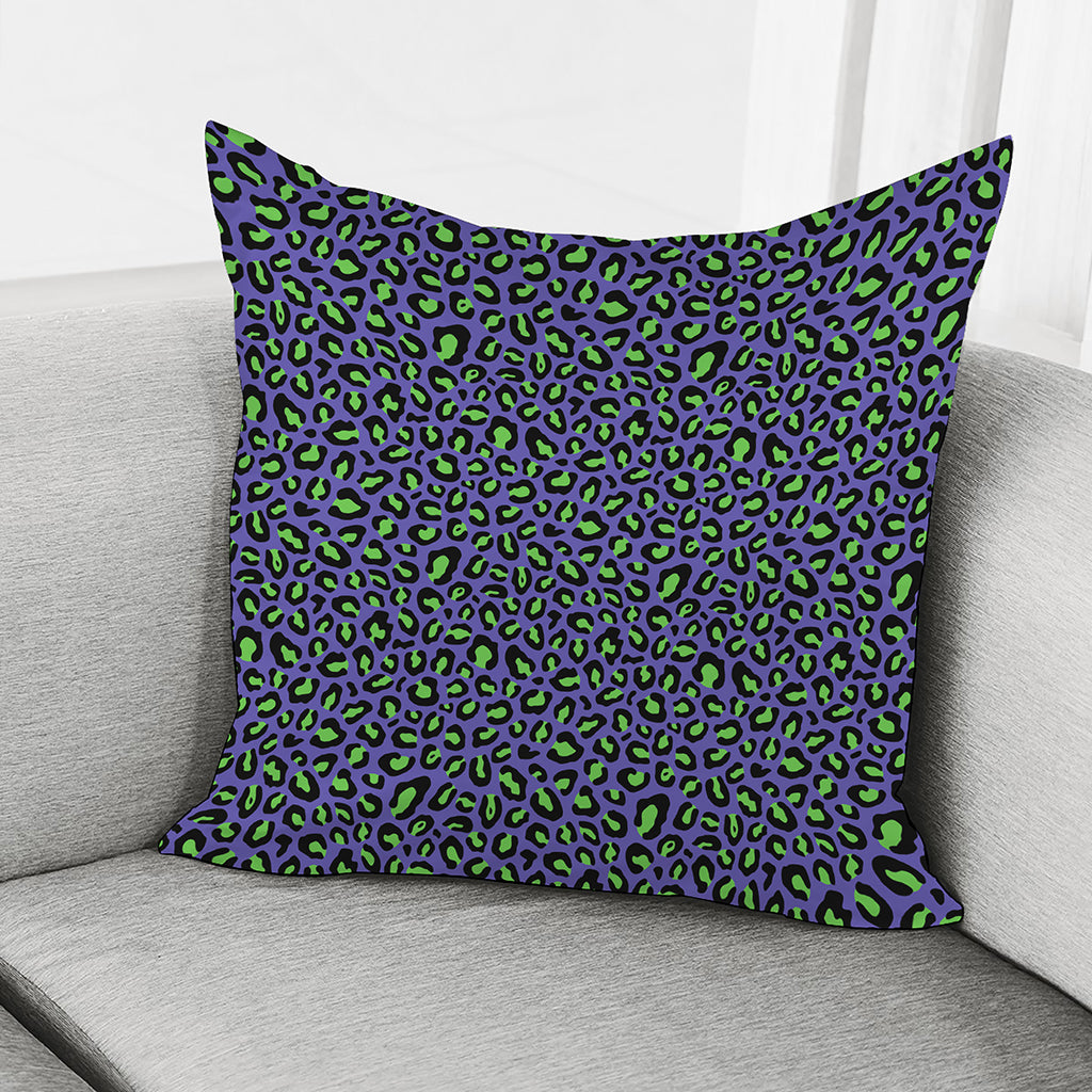 Purple And Green Leopard Pattern Print Pillow Cover
