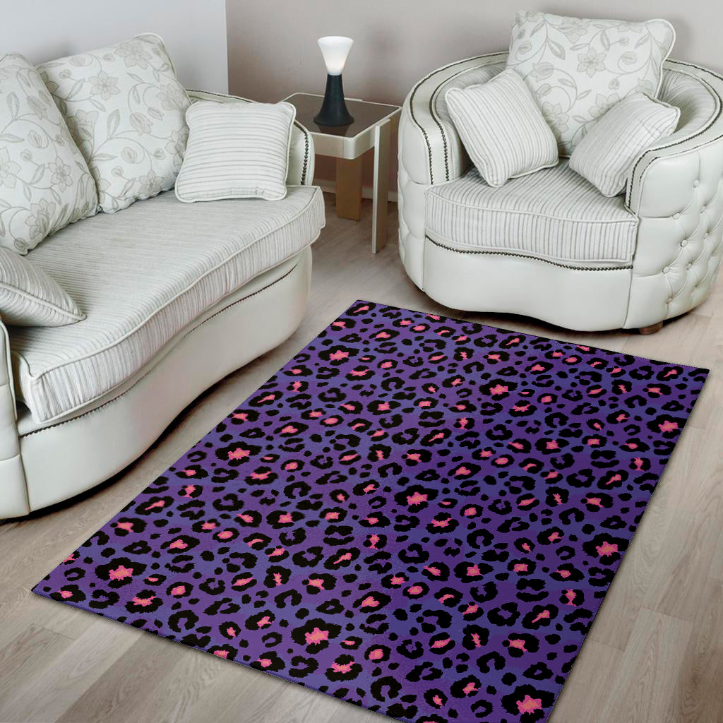 Purple And Pink Leopard Print Area Rug