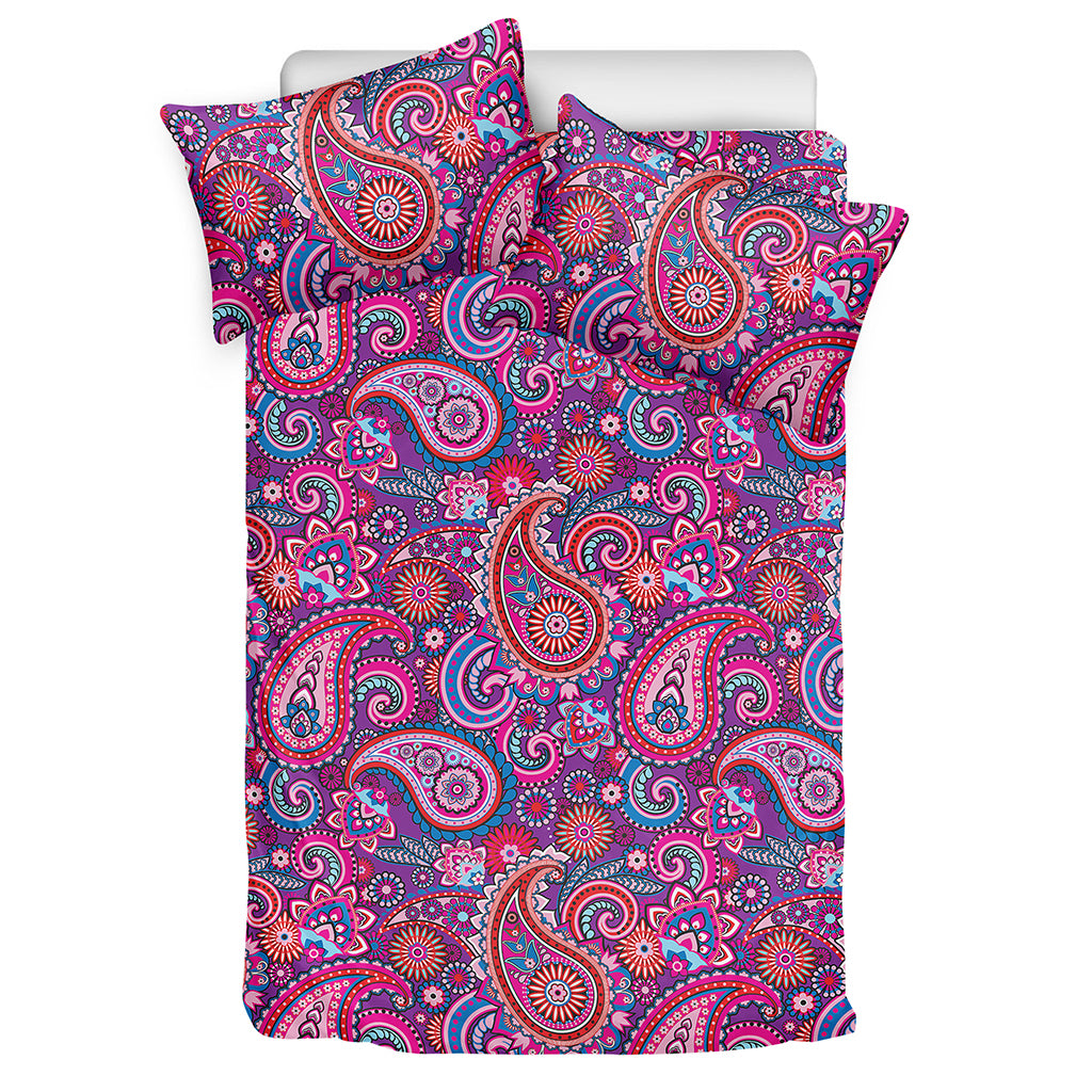 Purple And Pink Paisley Pattern Print Duvet Cover Bedding Set