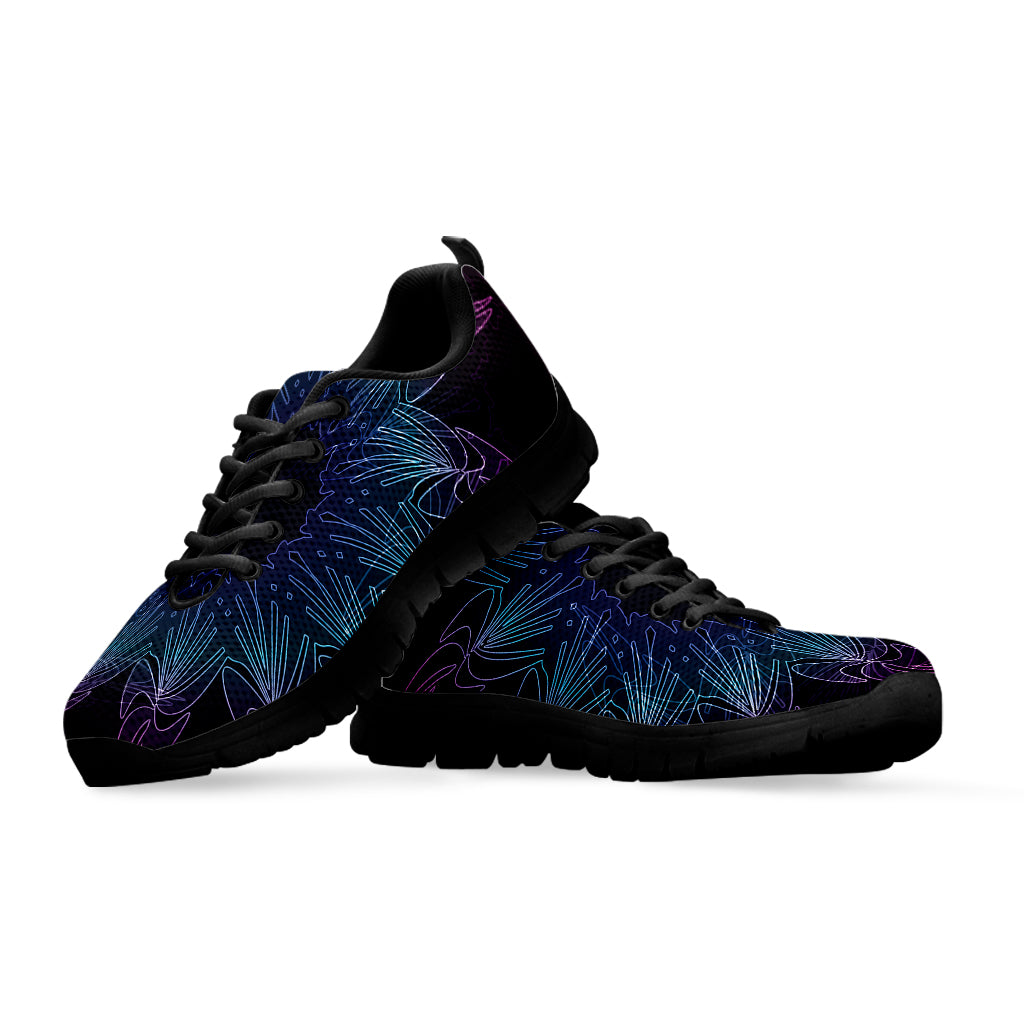Purple And Teal Dark Mandala Print Black Sneakers