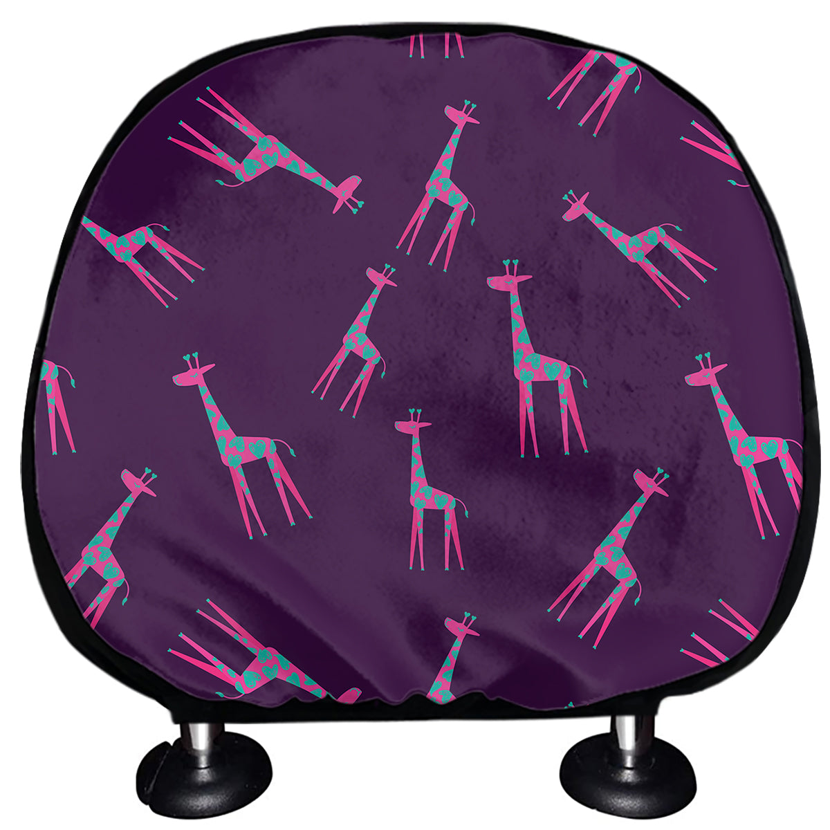 Purple And Teal Giraffe Pattern Print Car Headrest Covers