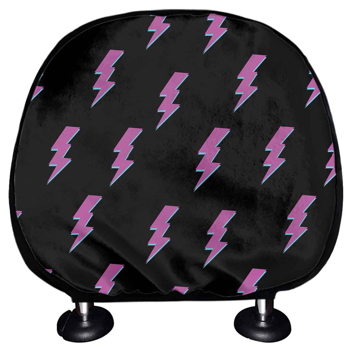 Purple And Teal Lightning Pattern Print Car Headrest Covers
