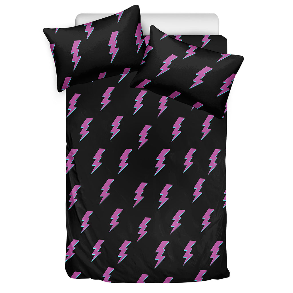 Purple And Teal Lightning Pattern Print Duvet Cover Bedding Set