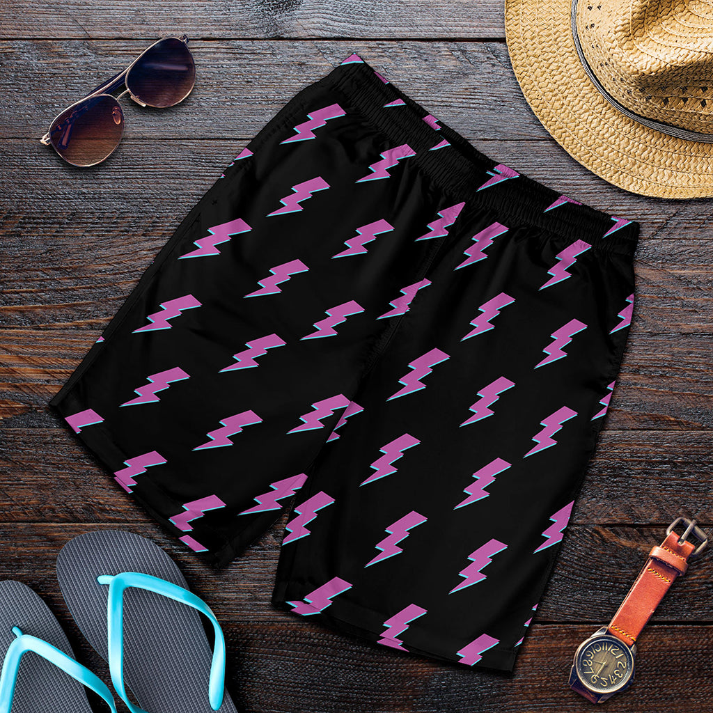 Purple And Teal Lightning Pattern Print Men's Shorts