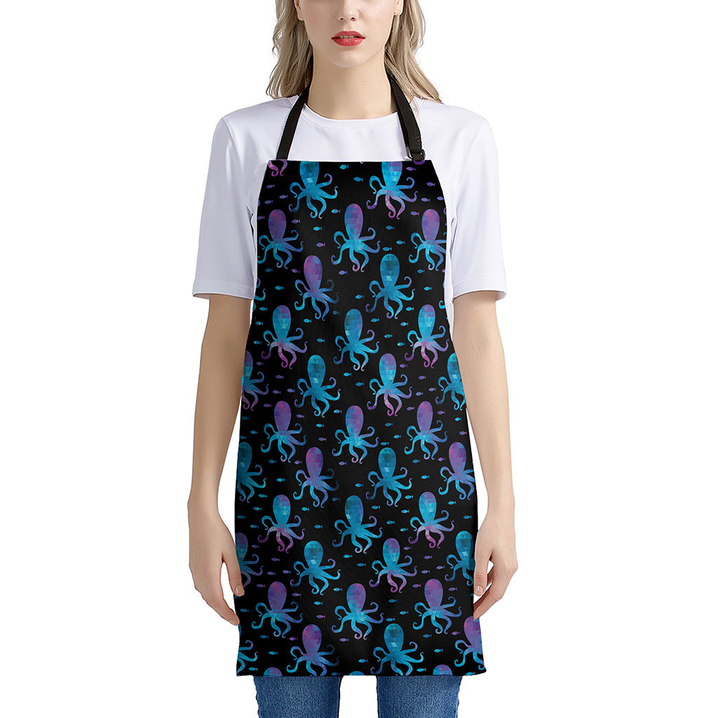 Purple And Teal Octopus Pattern Print Apron