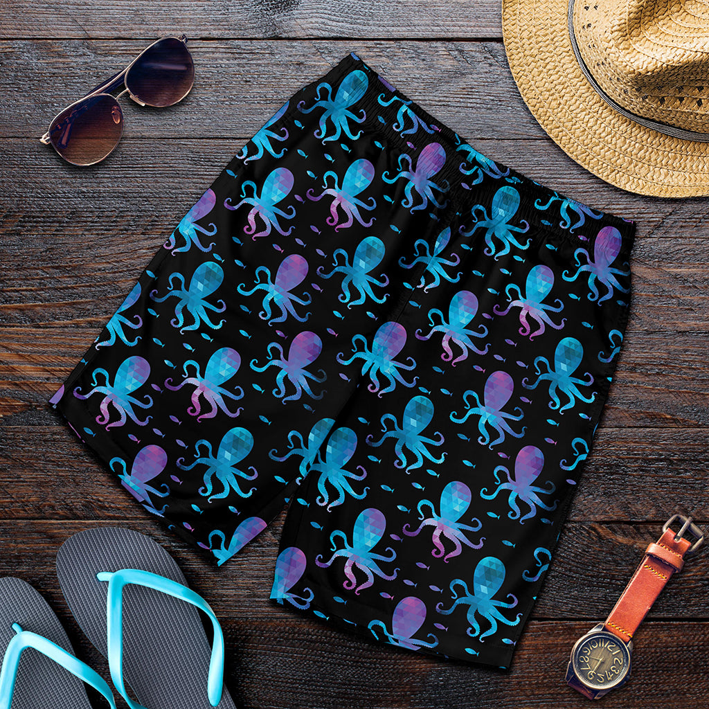 Purple And Teal Octopus Pattern Print Men's Shorts