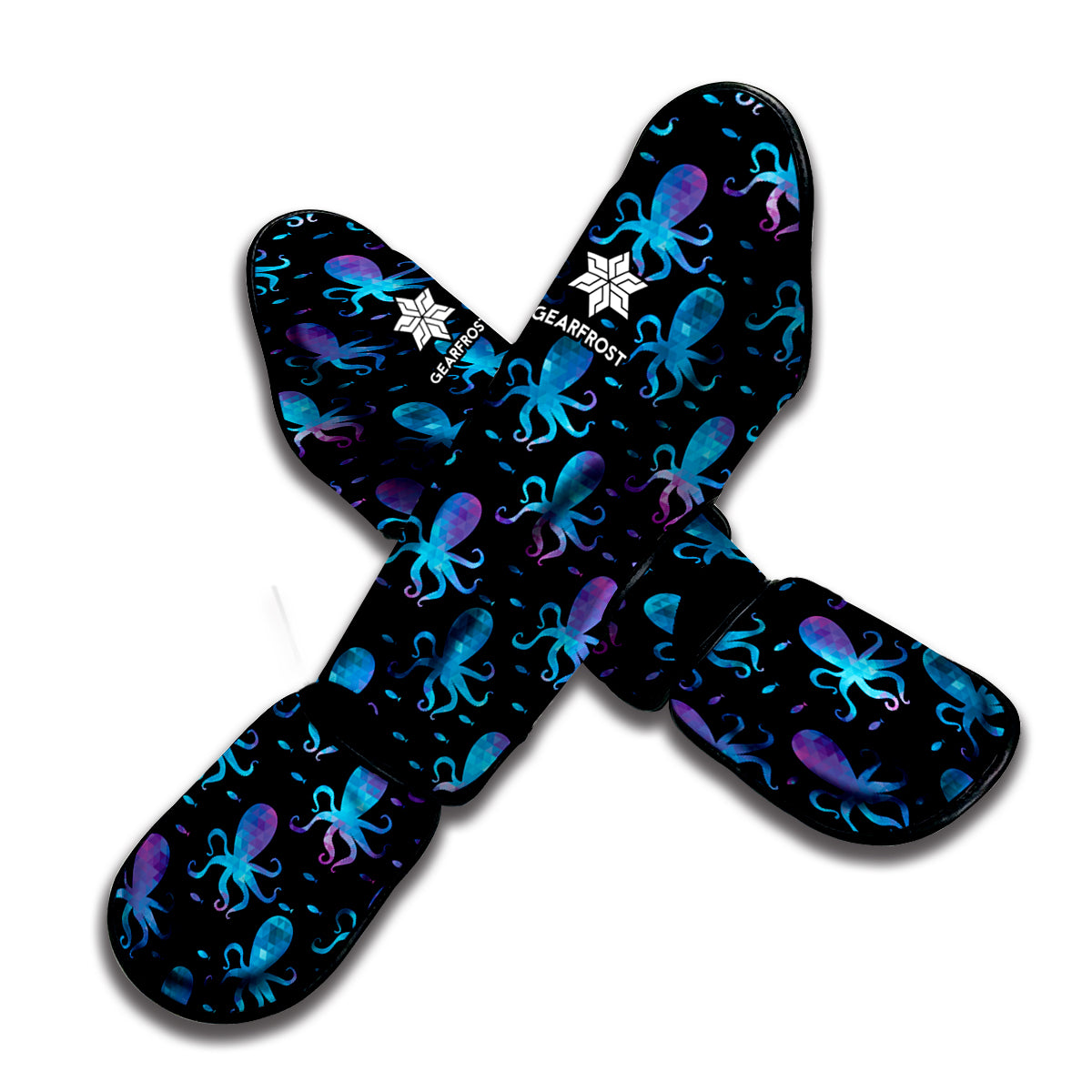 Purple And Teal Octopus Pattern Print Muay Thai Shin Guard