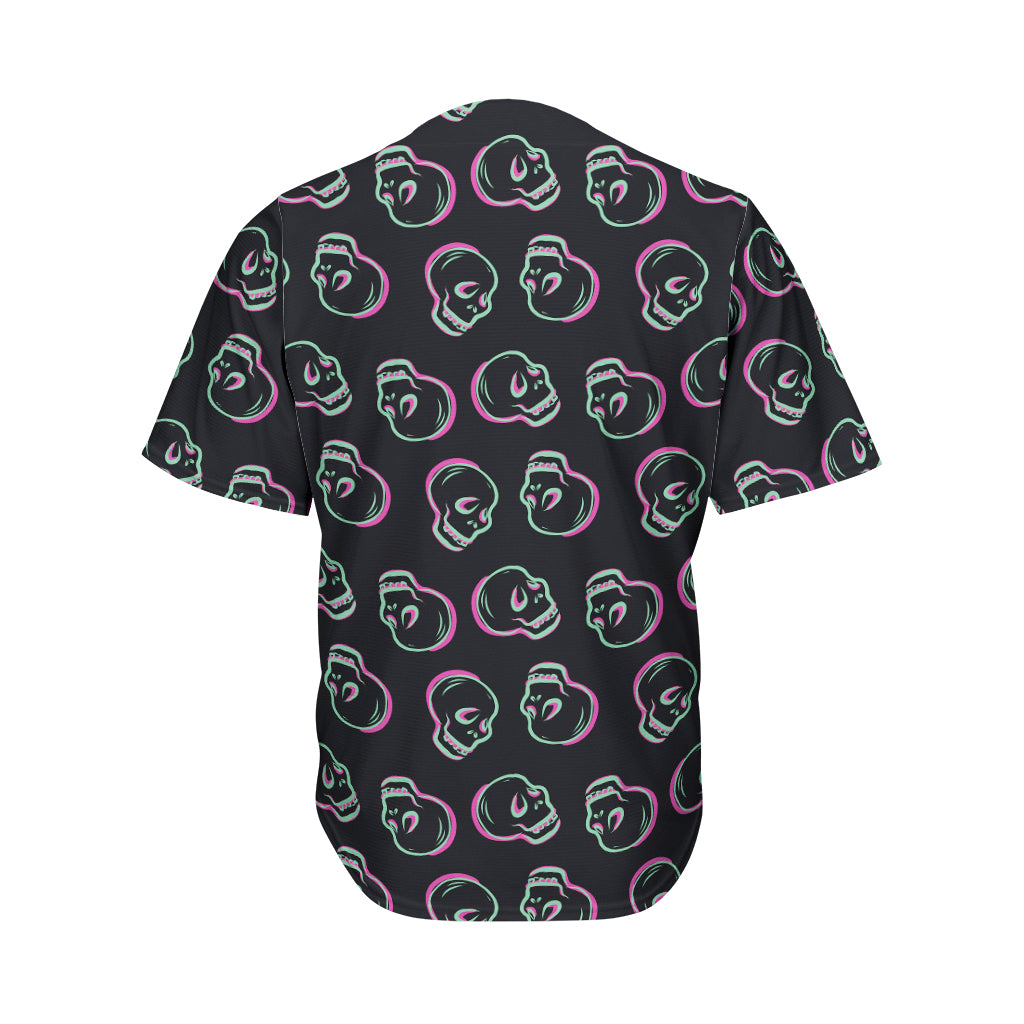 Purple And Teal Skull Pattern Print Men's Baseball Jersey