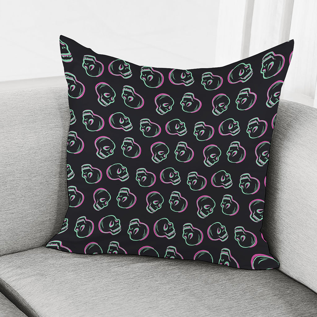 Purple And Teal Skull Pattern Print Pillow Cover