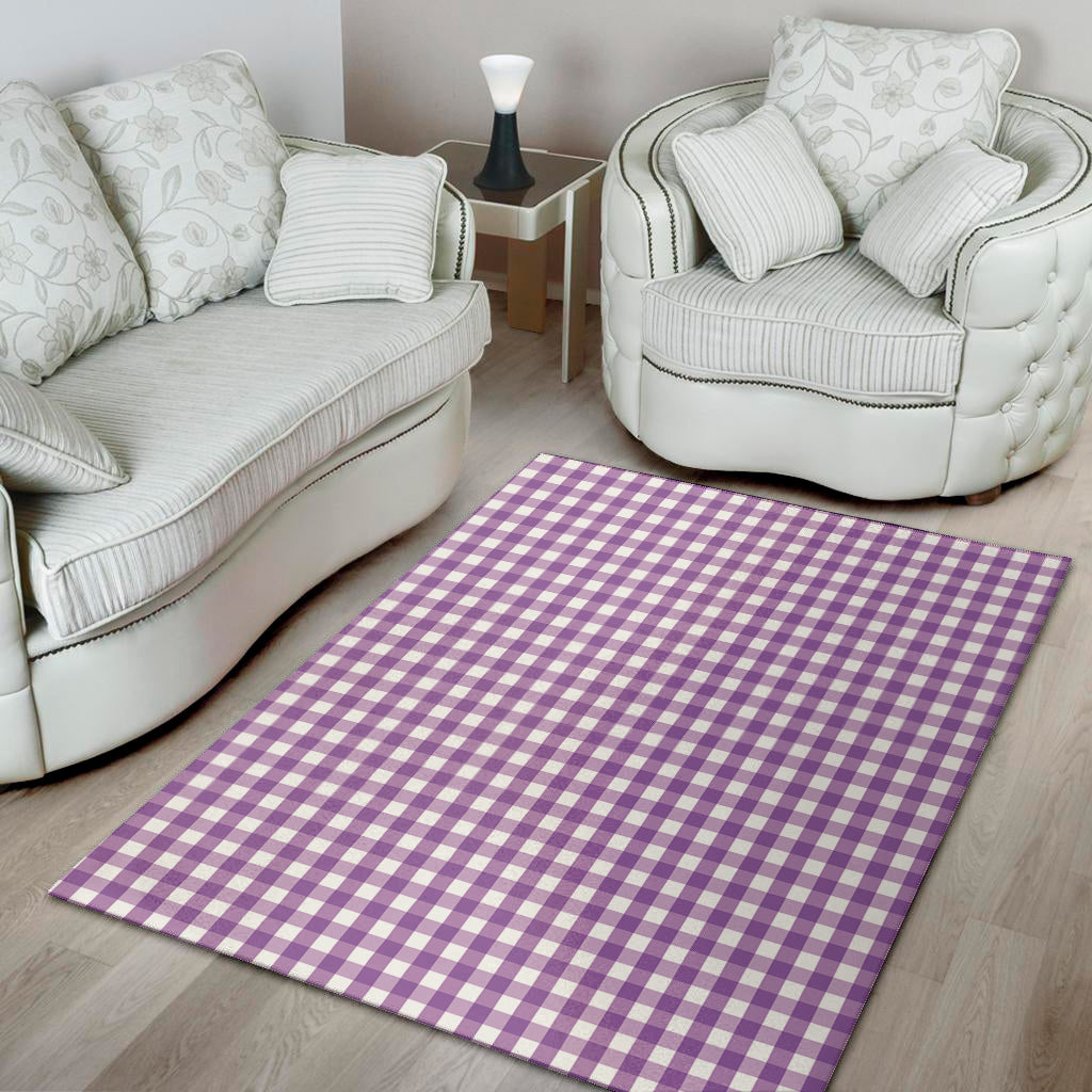 Purple And White Check Pattern Print Area Rug