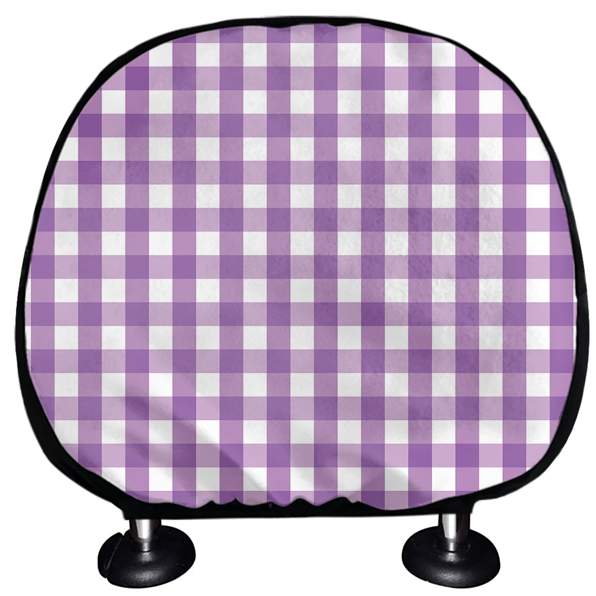 Purple And White Check Pattern Print Car Headrest Covers