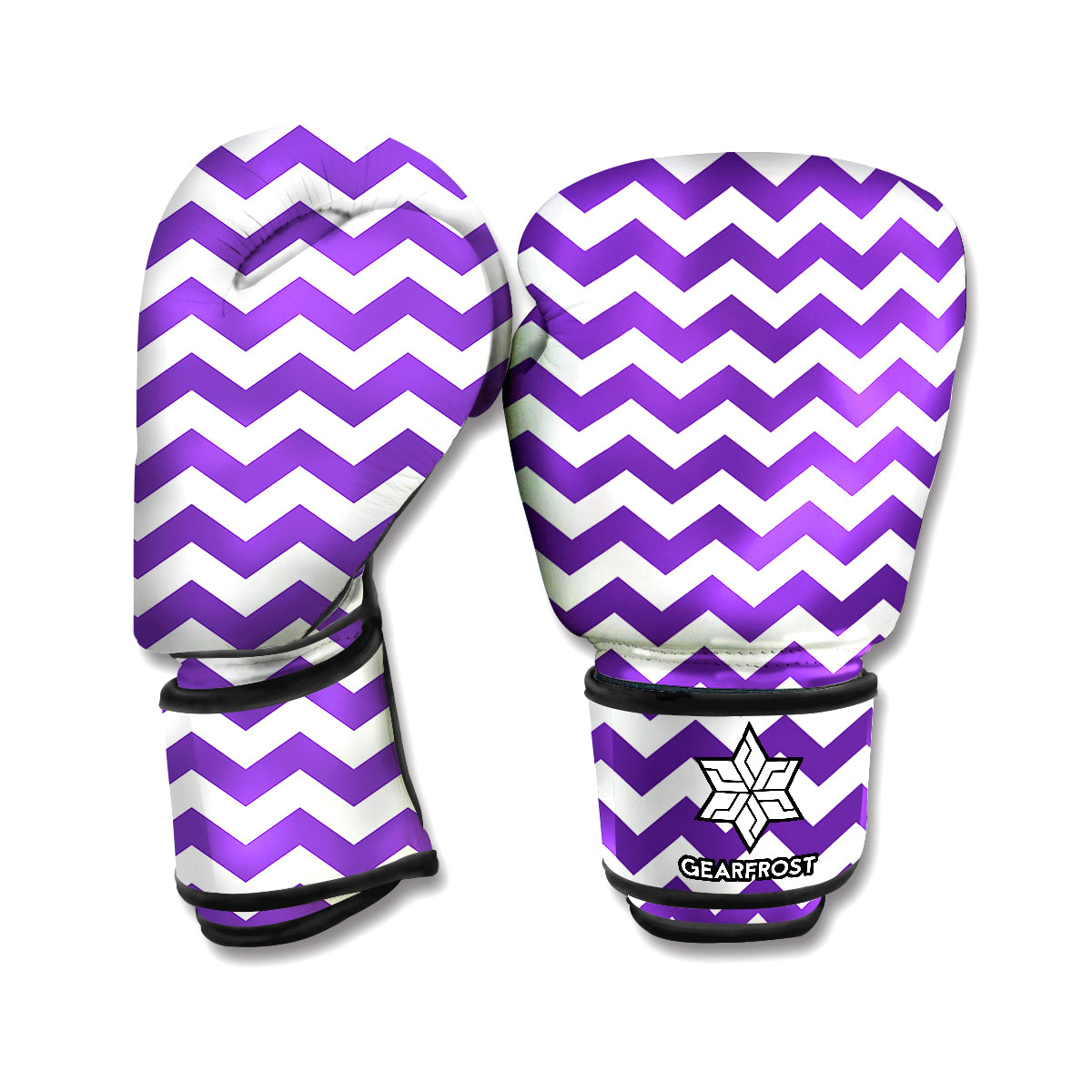 Purple And White Chevron Pattern Print Boxing Gloves