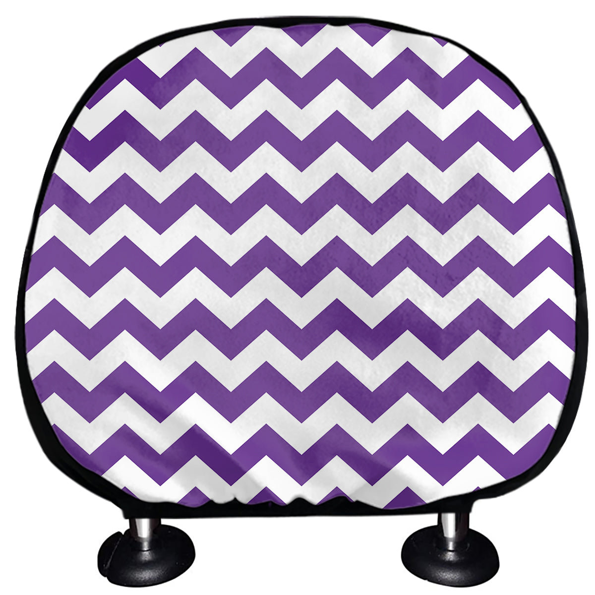 Purple And White Chevron Pattern Print Car Headrest Covers
