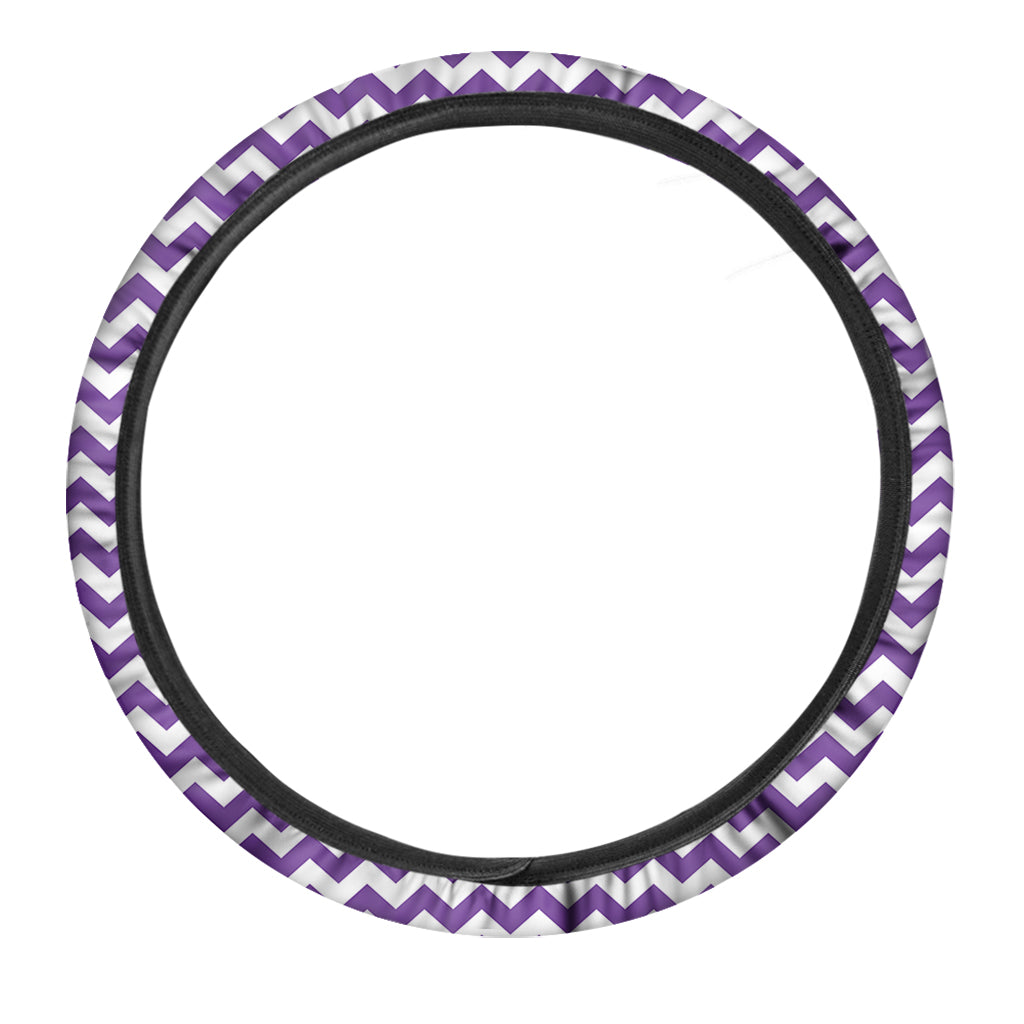 Purple And White Chevron Pattern Print Car Steering Wheel Cover