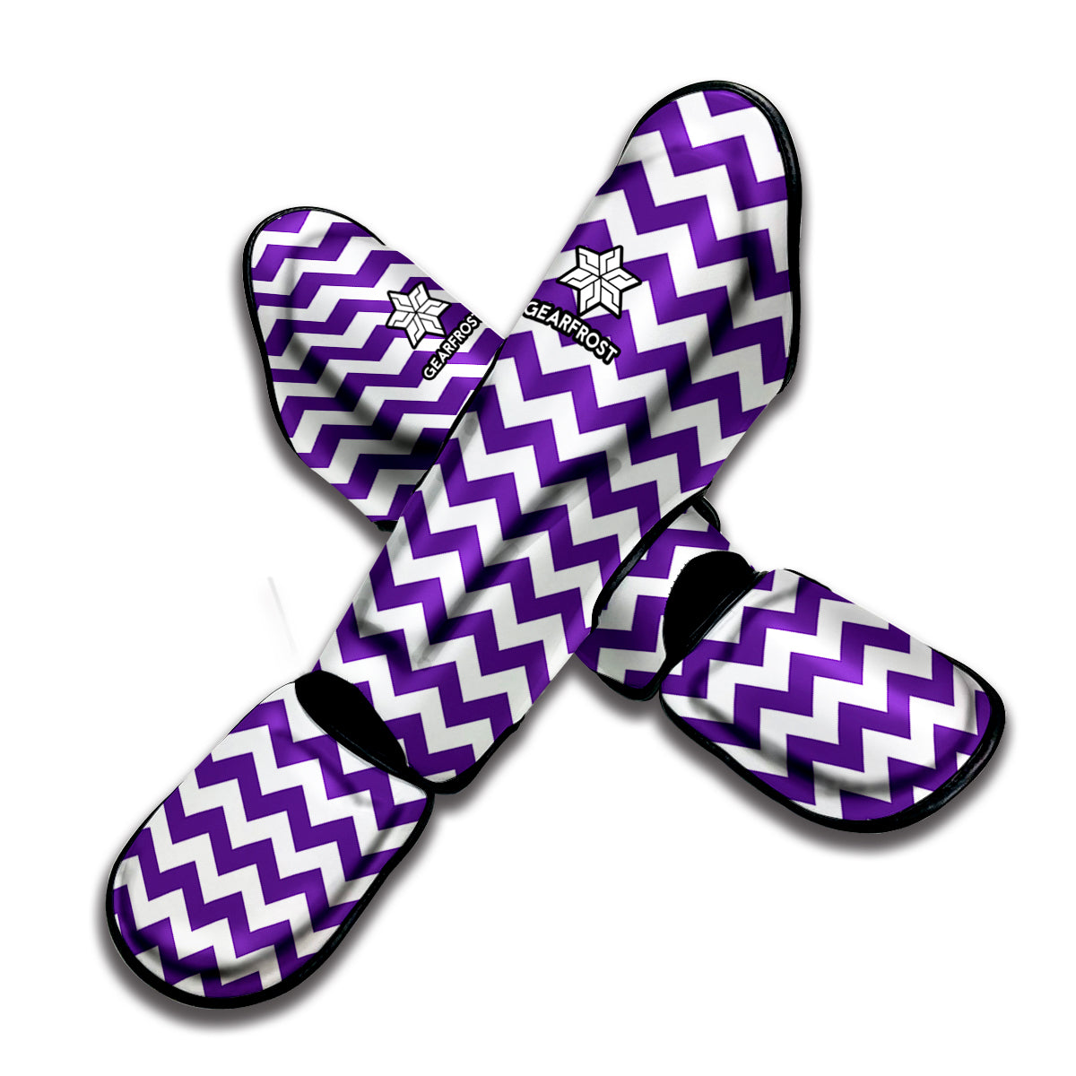 Purple And White Chevron Pattern Print Muay Thai Shin Guard