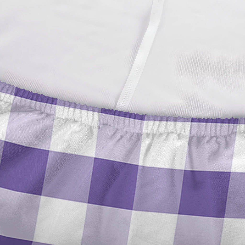 Purple And White Gingham Pattern Print Sofa Cover