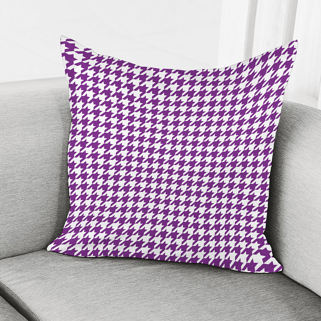Purple And White Houndstooth Print Pillow Cover