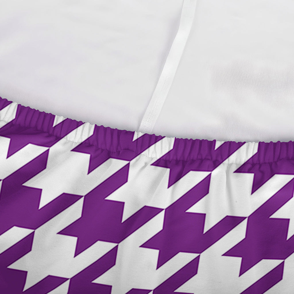 Purple And White Houndstooth Print Sofa Cover
