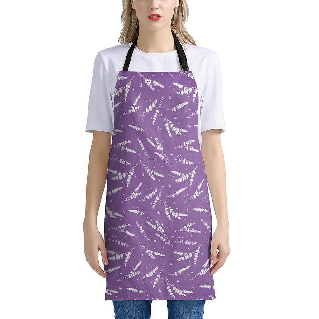 Purple And White Lavender Pattern Print Apron
