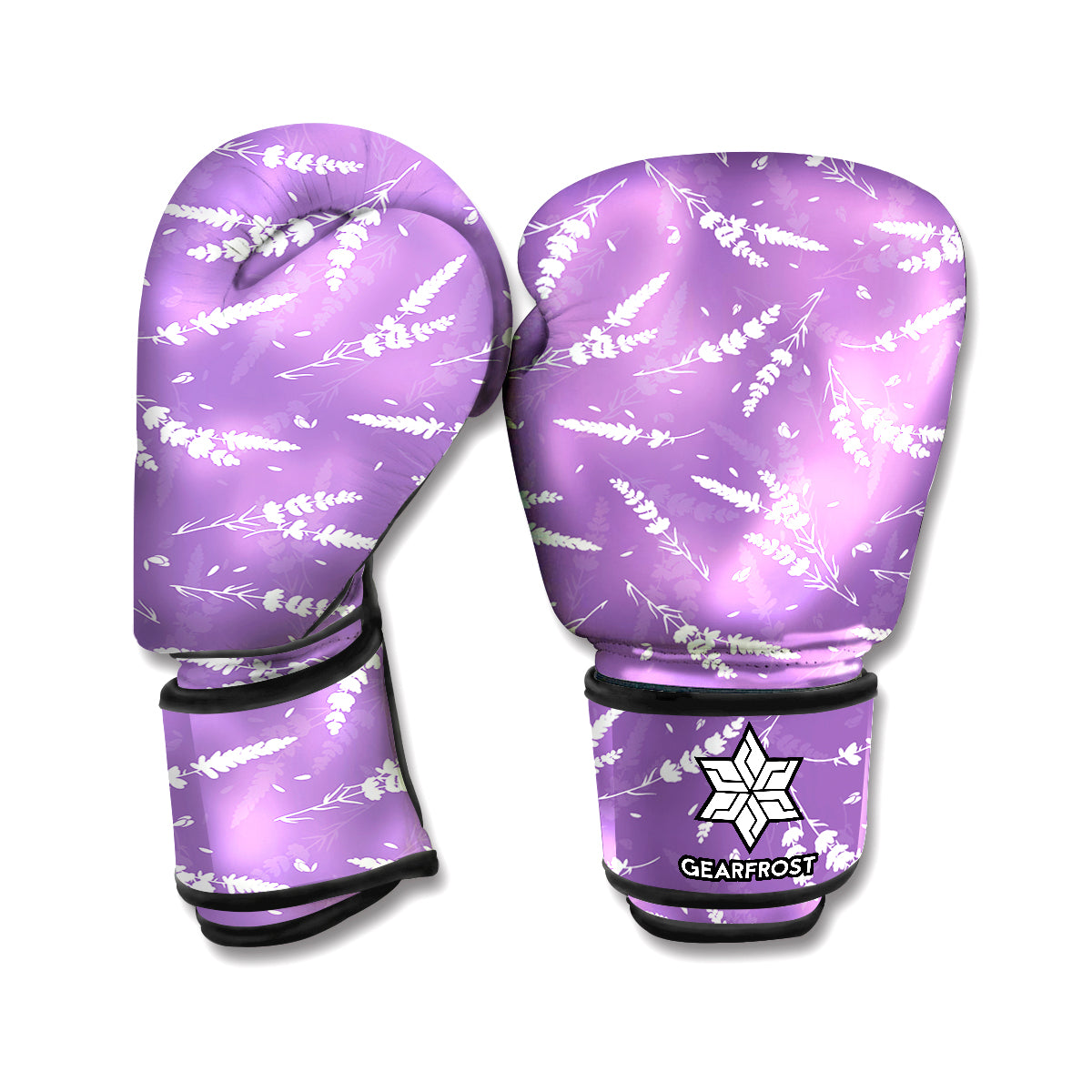 Purple And White Lavender Pattern Print Boxing Gloves