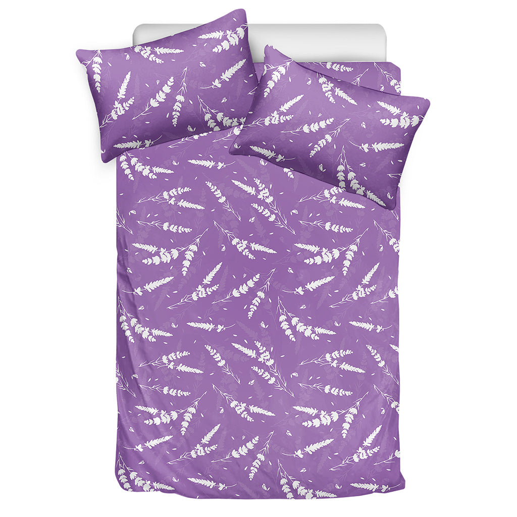 Purple And White Lavender Pattern Print Duvet Cover Bedding Set