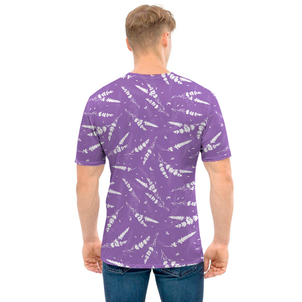 Purple And White Lavender Pattern Print Men's T-Shirt